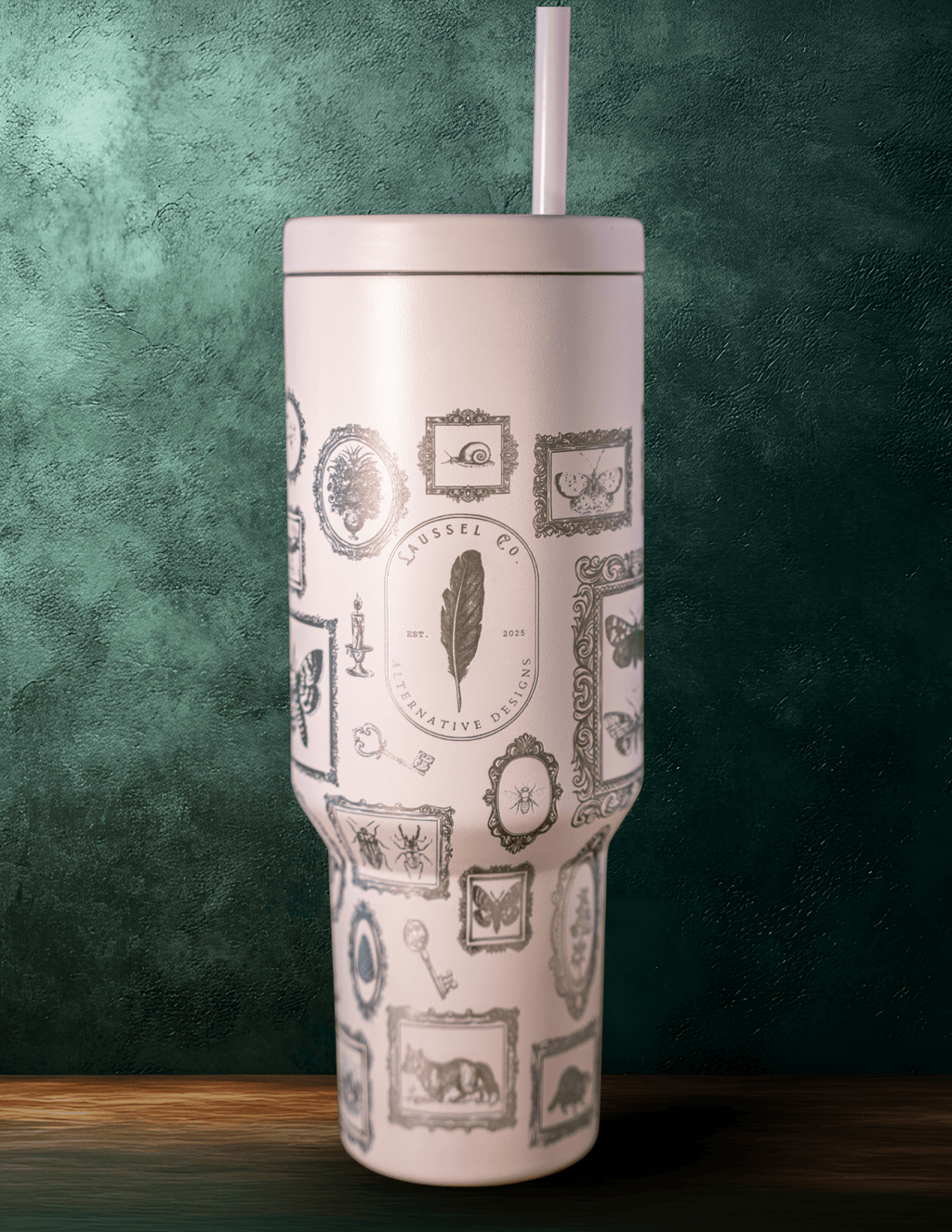 Vintage Frame Etched Tumbler | Gothic Gallery Wrap Design | Laussel Exclusive